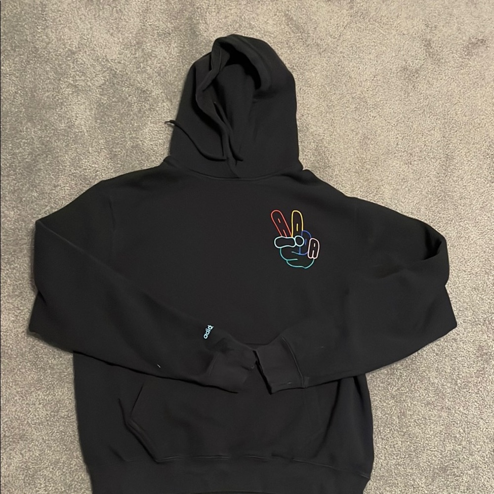 Adidas Originals Black Hoodie with Peace Sign Embroidery